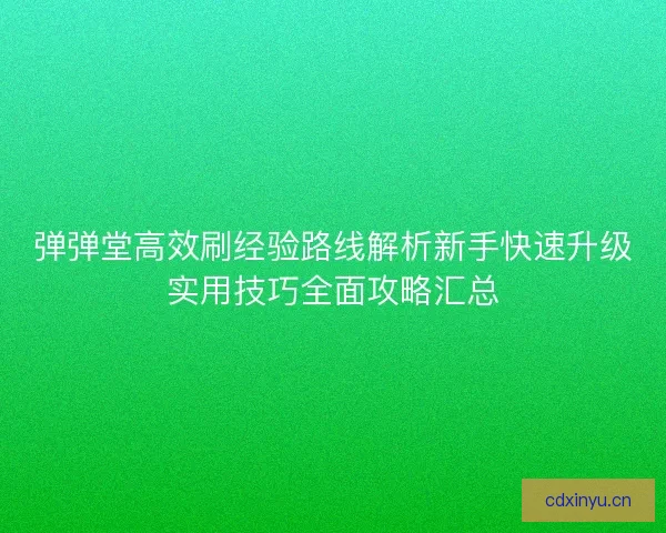 弹弹堂高效刷经验路线解析新手快速升级实用技巧全面攻略汇总