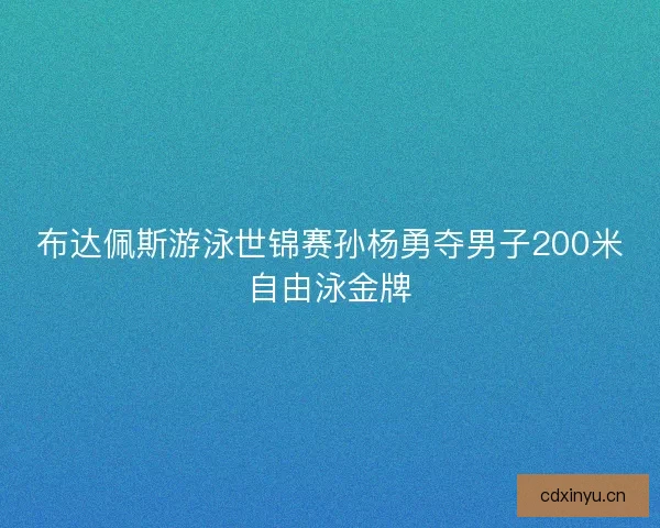 布达佩斯游泳世锦赛孙杨勇夺男子200米自由泳金牌