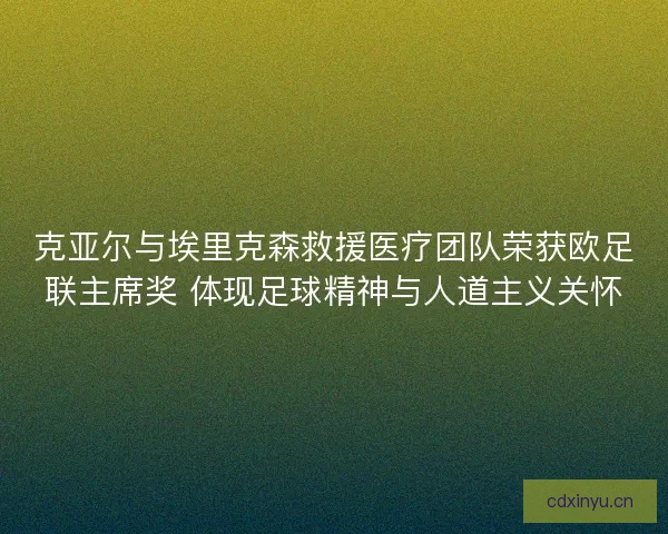 克亚尔与埃里克森救援医疗团队荣获欧足联主席奖 体现足球精神与人道主义关怀