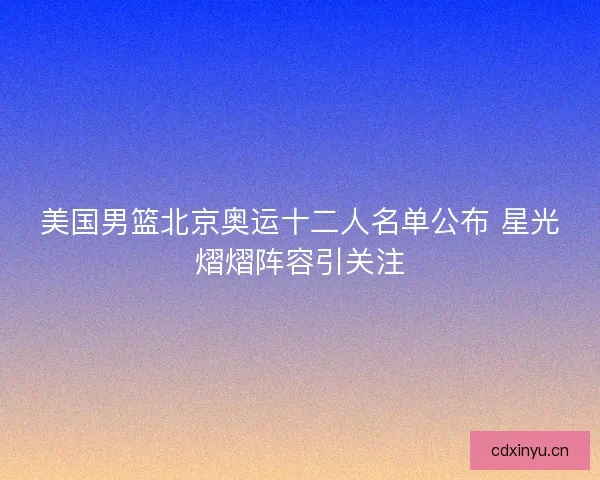 美国男篮北京奥运十二人名单公布 星光熠熠阵容引关注